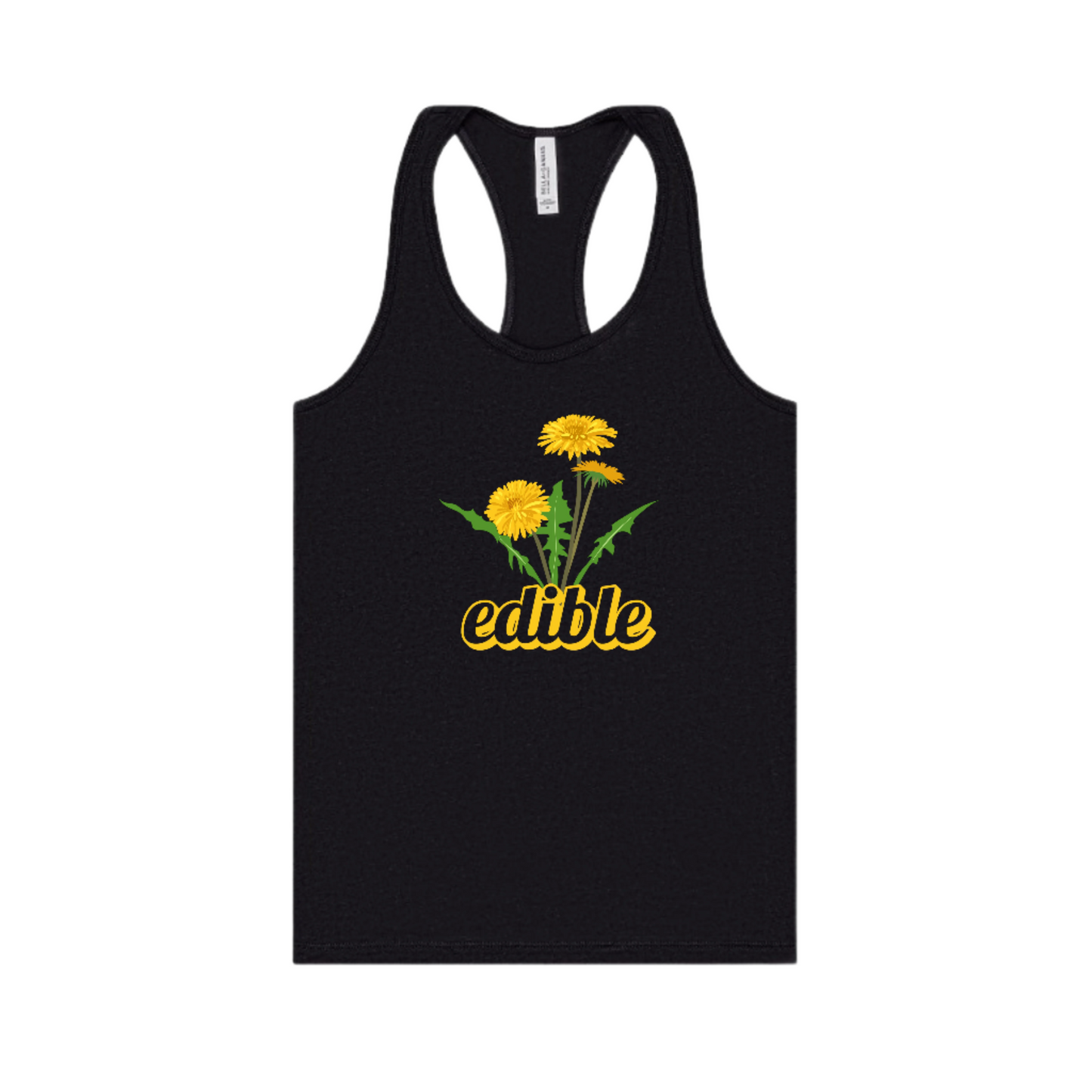 edible Dandelion Women's Racer Back Tank Top - Nature-Inspired Botanical Graphic Tee | Quiet Symphony
