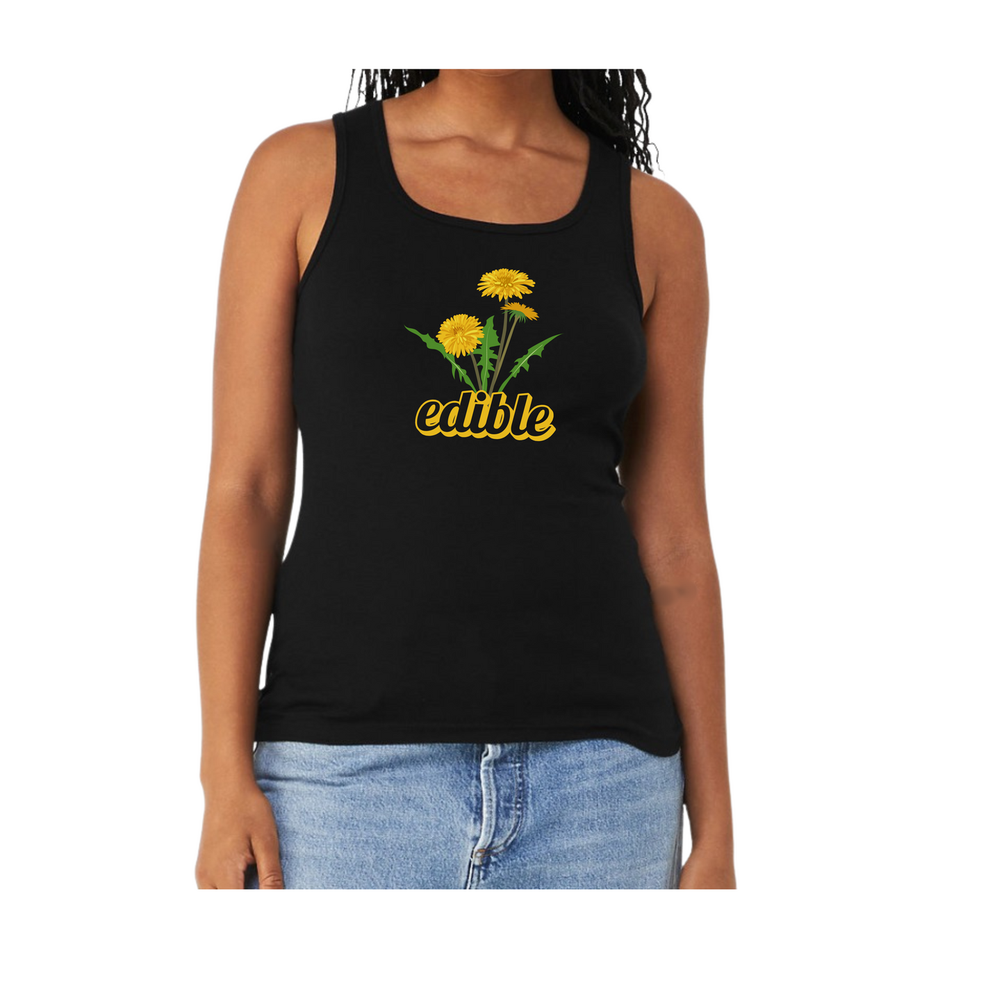 edible Dandelion Women's Baby Tank Top - Nature-Inspired Botanical Graphic Tee | Quiet Symphony